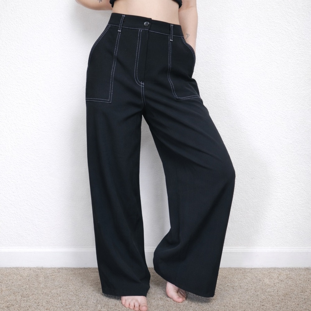 NASTY GAL Black Wide Leg Pants